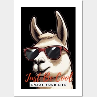 Just Be Cool Llama with Sunglasses Posters and Art